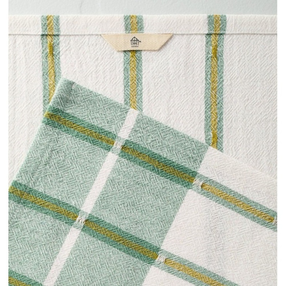 Magnolia Hearth & Hand Kitchen Flour Sack Dish Towel‎ Check Stripe Green & White - Picture 3 of 3